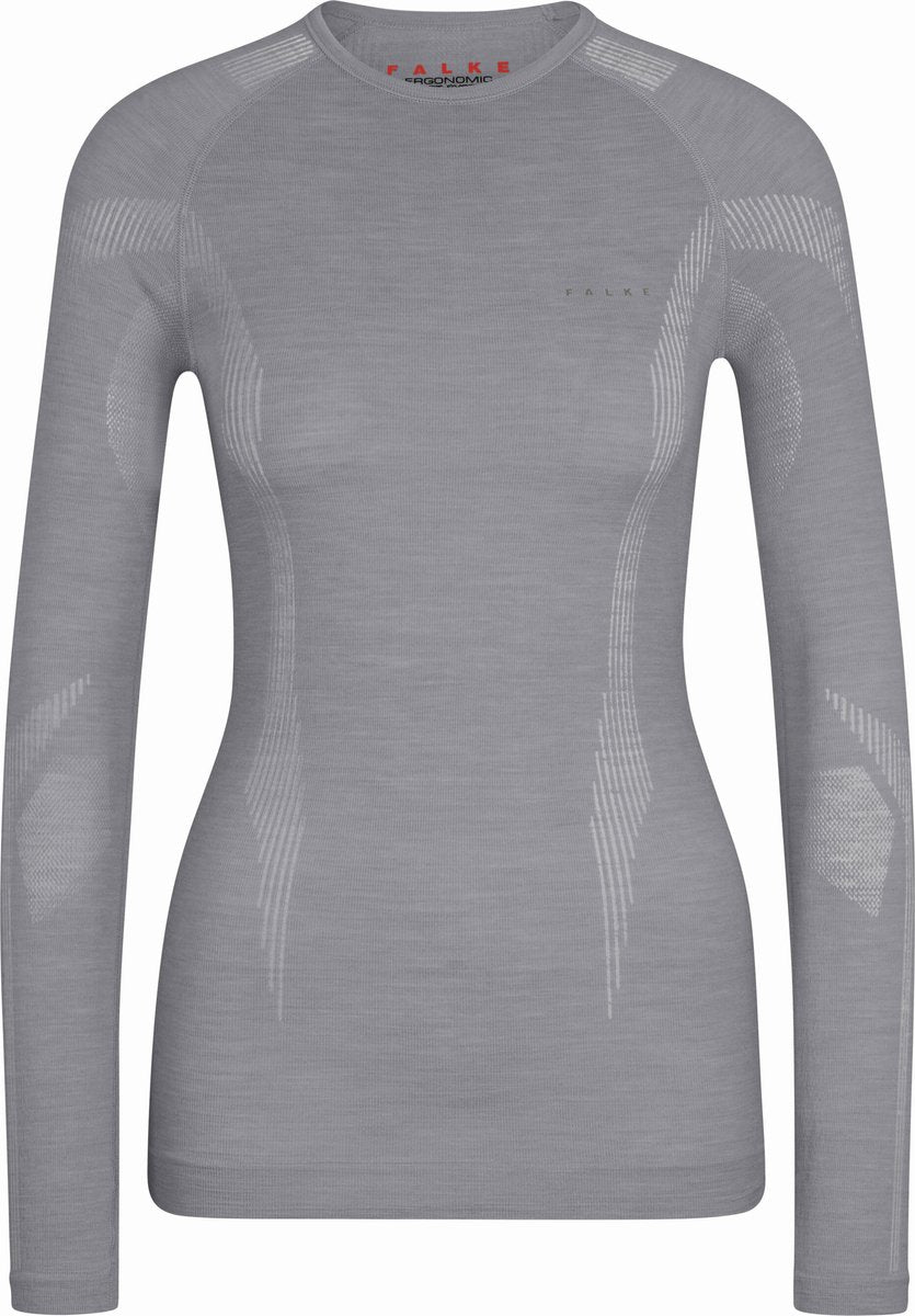 Falke wool-tech longsleeve sneldrogend wol functioneel functioneel shirt met lange mouwen dames grijs - maat l