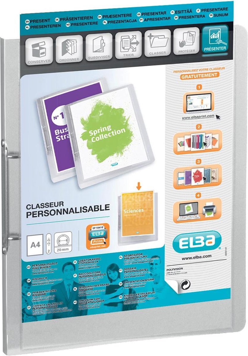 Carpeta de anillas personalizable polyvision transparente Elba