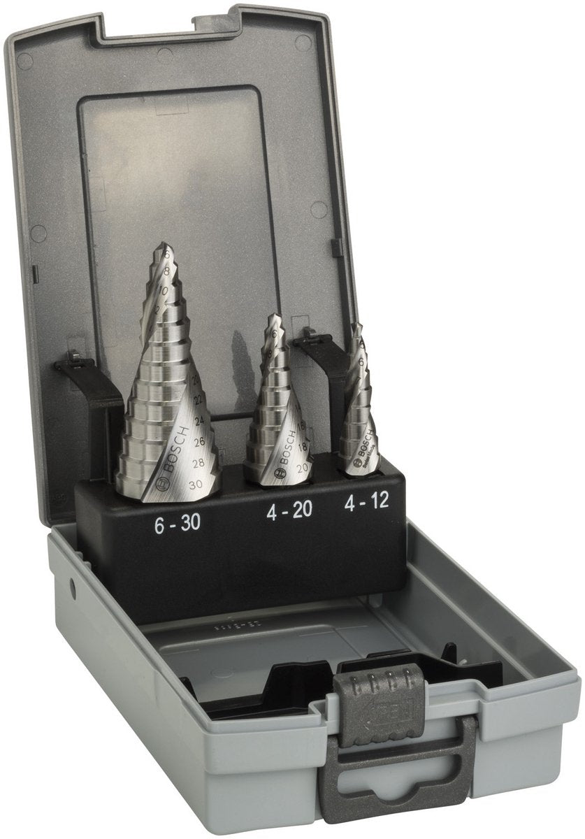 Punta a gradino Bosch HSS da 3 pezzi 4-12, 4-20, 6-30 mm