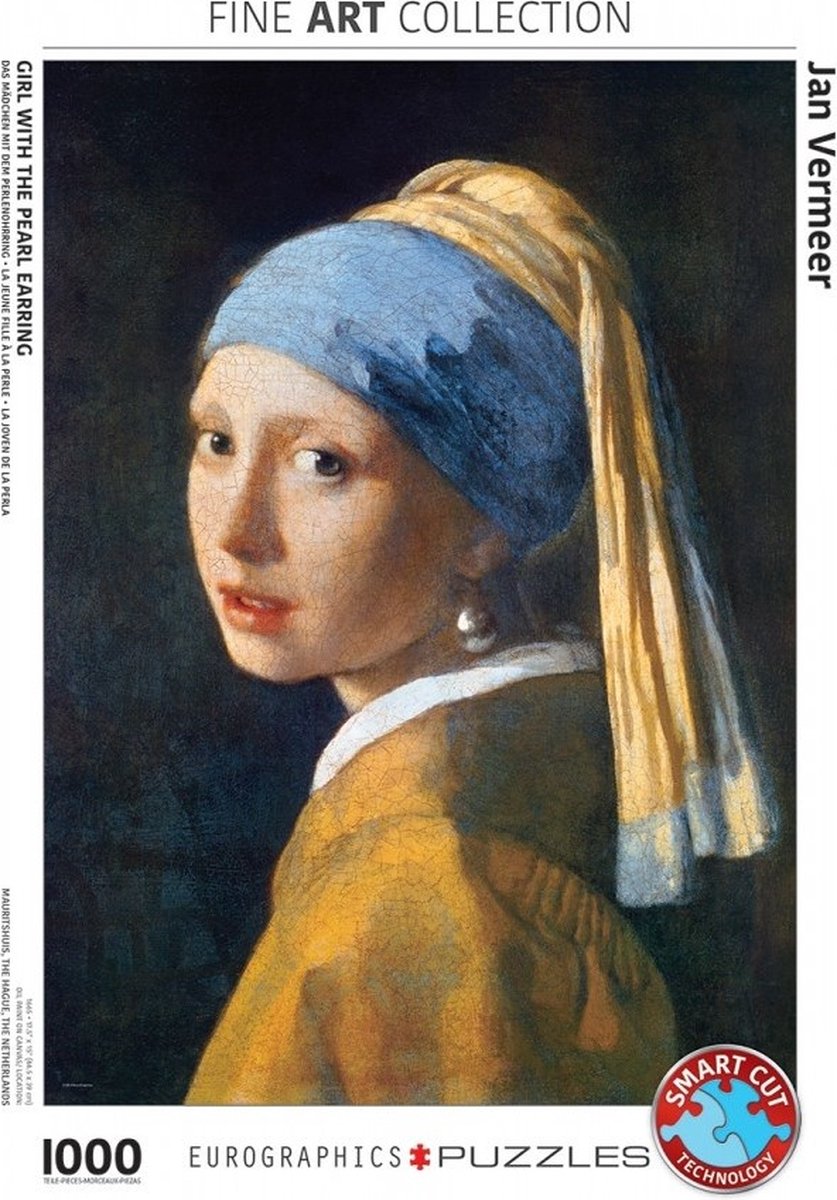 Eurographics - ragazza con orecchino di perla - jan vermeer de delft - 1000 pezzi 48×68 cm (l×a) - puzzle d'arte