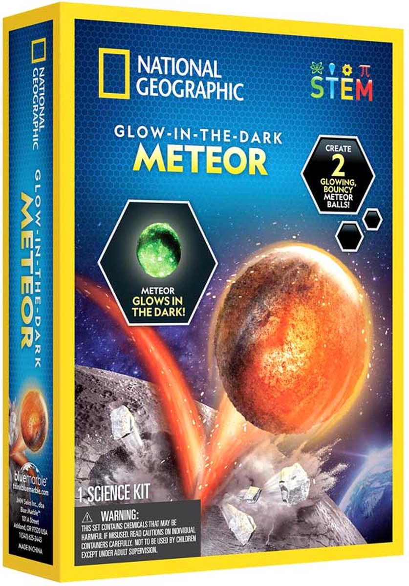 Kit científico de meteoritos que brillan en la oscuridad de National Geographic: haz 2 pelotas saltarinas