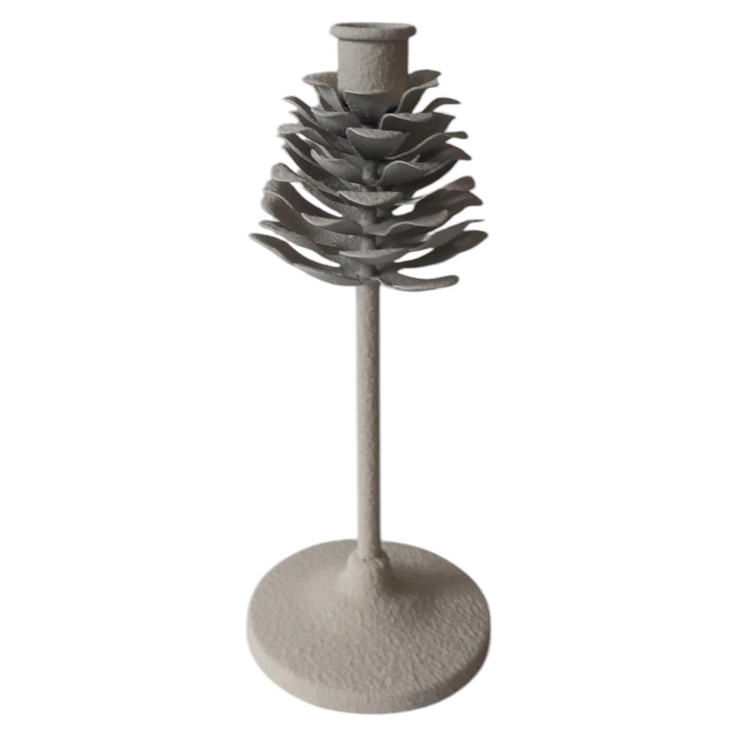 Pigna candelabro atmosfera signorile su base bianca h22,5cm