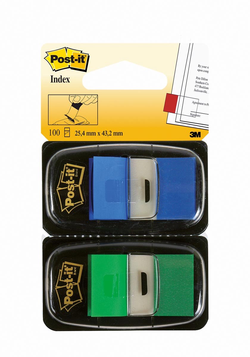 Confezione duo standard con indice di post-it | 100 compresse | verde blu