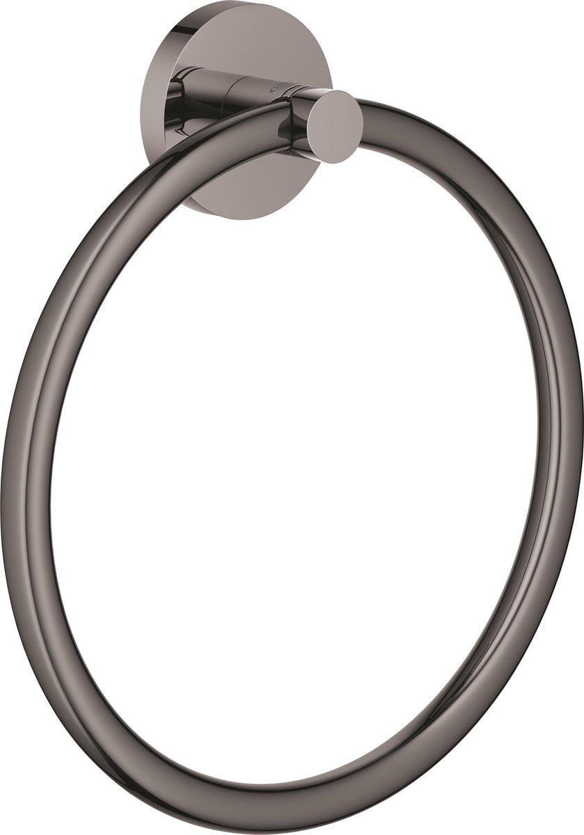 Grohe essentials handdoekring - ø 18 cm - metaal - hard graphite (antraciet glanzend) - 40365a01