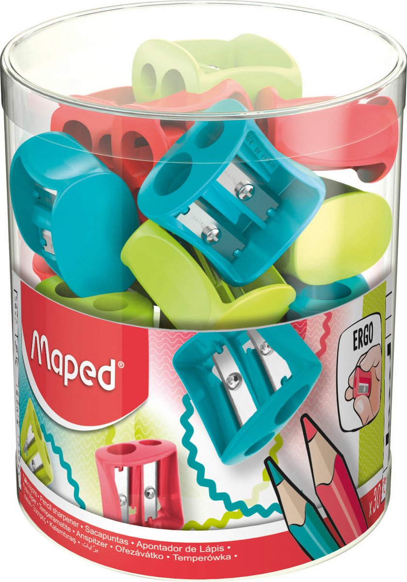 Maped Office maped 062511, temperamatite manuale, diversi colori, plastica, 1,1 cm, 8 mm