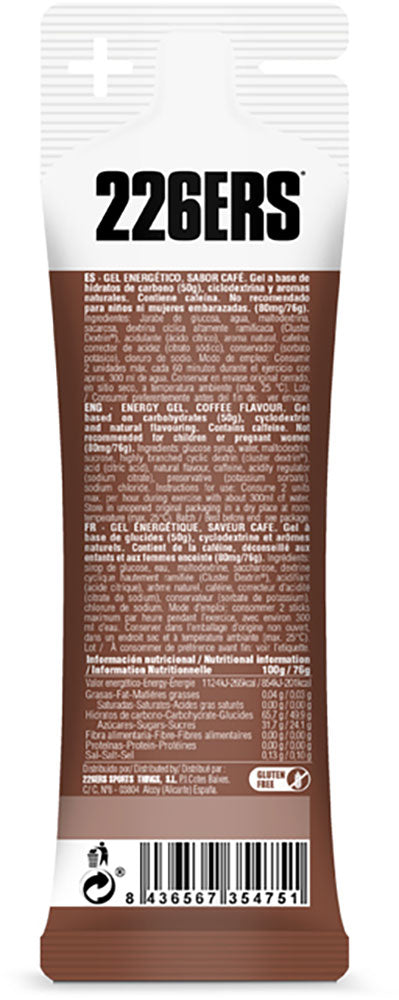 Gel per caffè espresso con caffeina 226ers ad alta energia da 80 mg 76 g