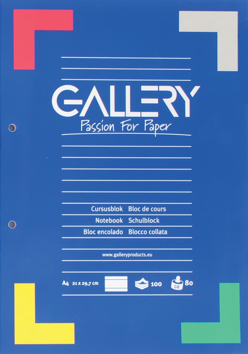 Gallery - blocco da portata - A4 - 80 g m² - perforazione a 2 fori - riga - 100 fogli