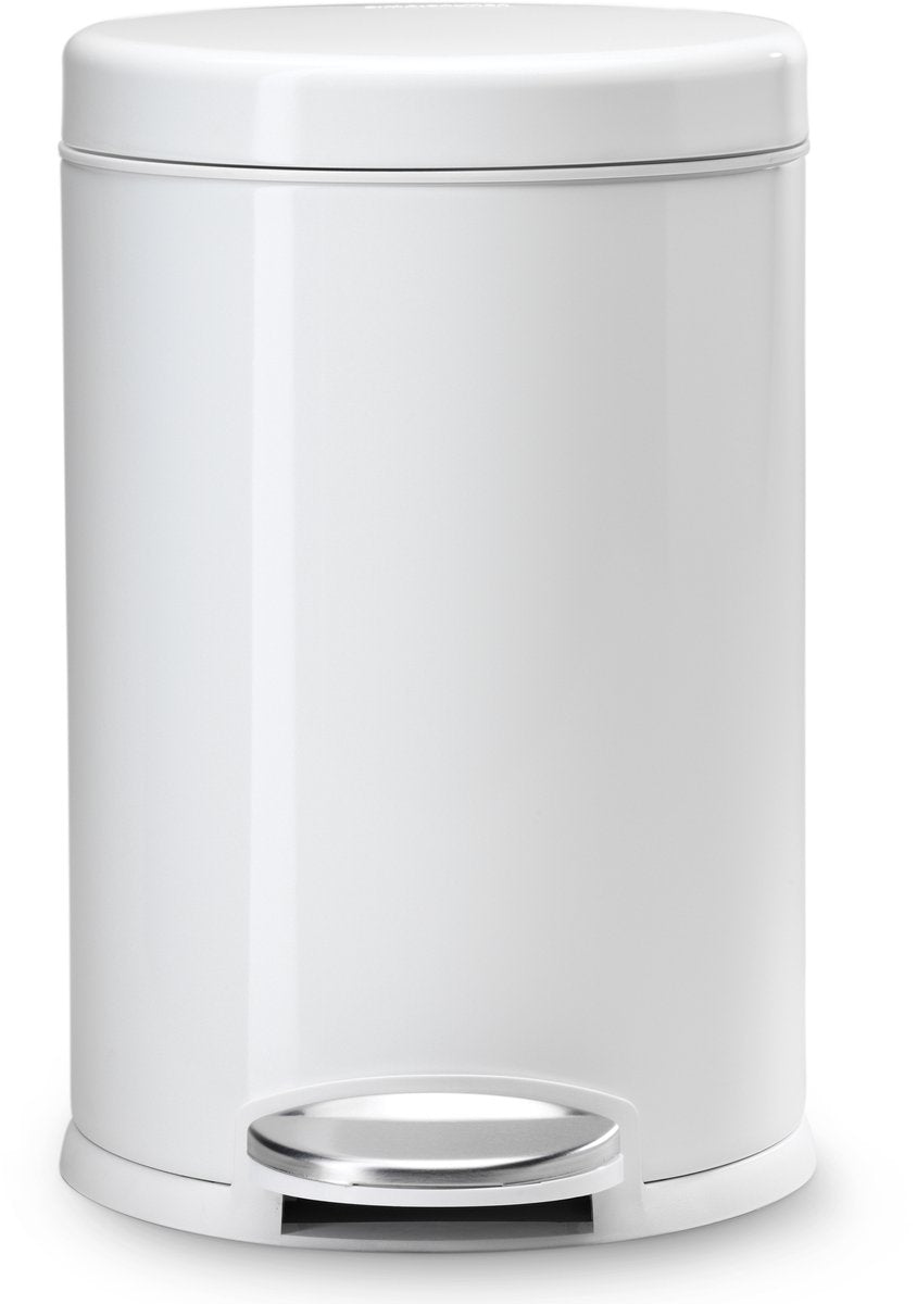 Cubo de basura Simplehuman redondo 4,5 l - blanco - acero inoxidable