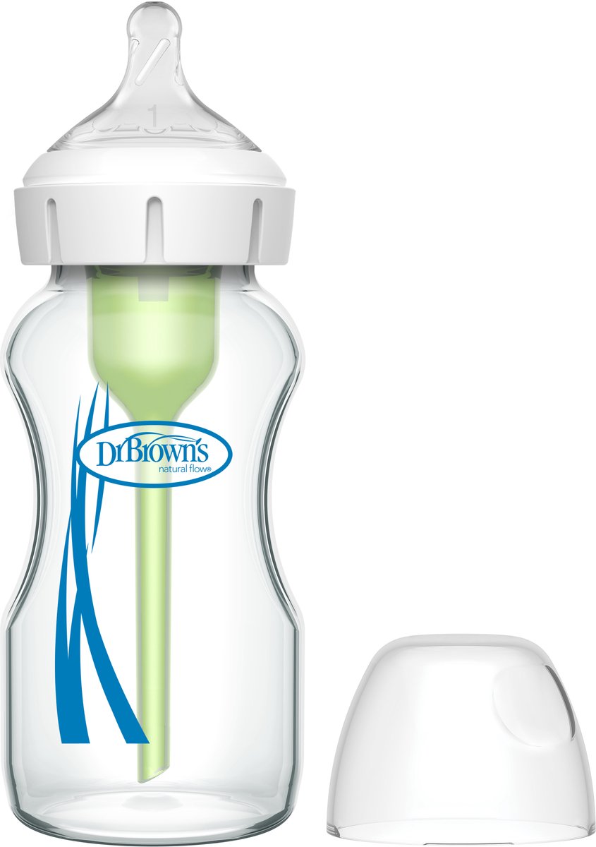 Dr. brown's options+ anti-colic bottle | brede halsfles 270 ml glas
