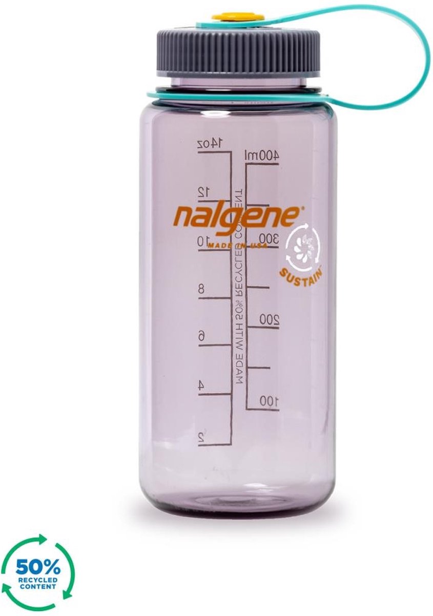 Nalgene - botella de boca ancha - botella para beber - botella de agua - a prueba de fugas - 500ml - libre de bpa - sustentar - berenjena