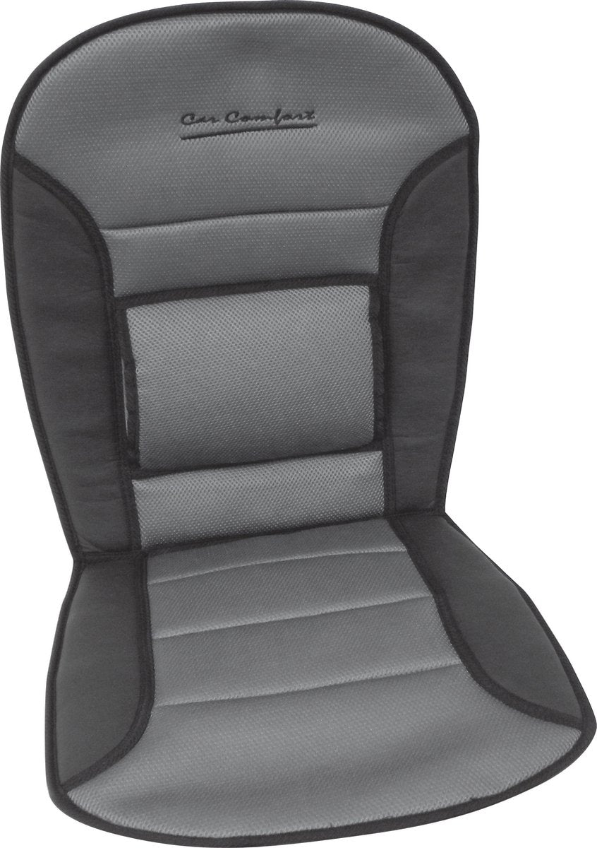 Cojín para silla Carpoint confort 90x45 cm - soporte lumbar - negro gris - montaje antideslizante - apto para airbag - comodidad adicional para sentarse