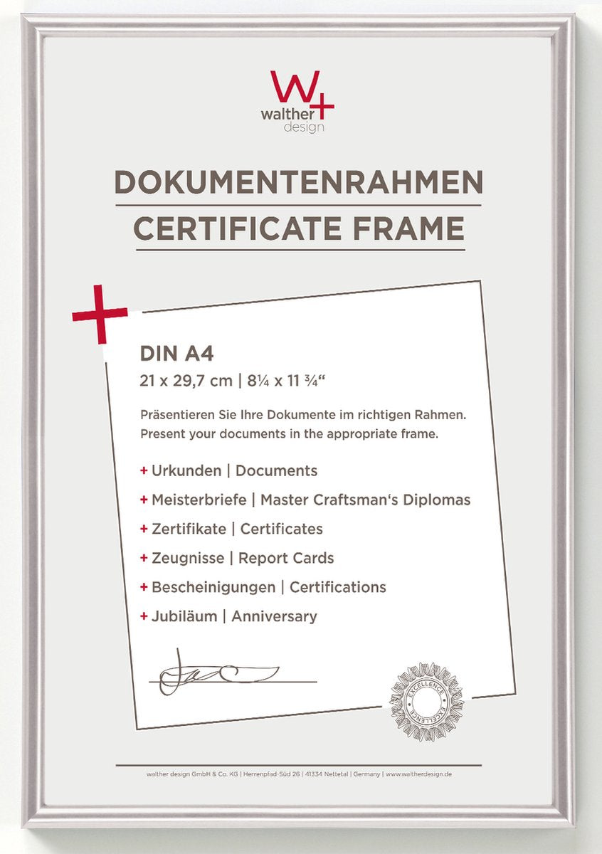 Walther galeria - cornice in plastica - misura foto 21x29,7 cm (din A4) - argento