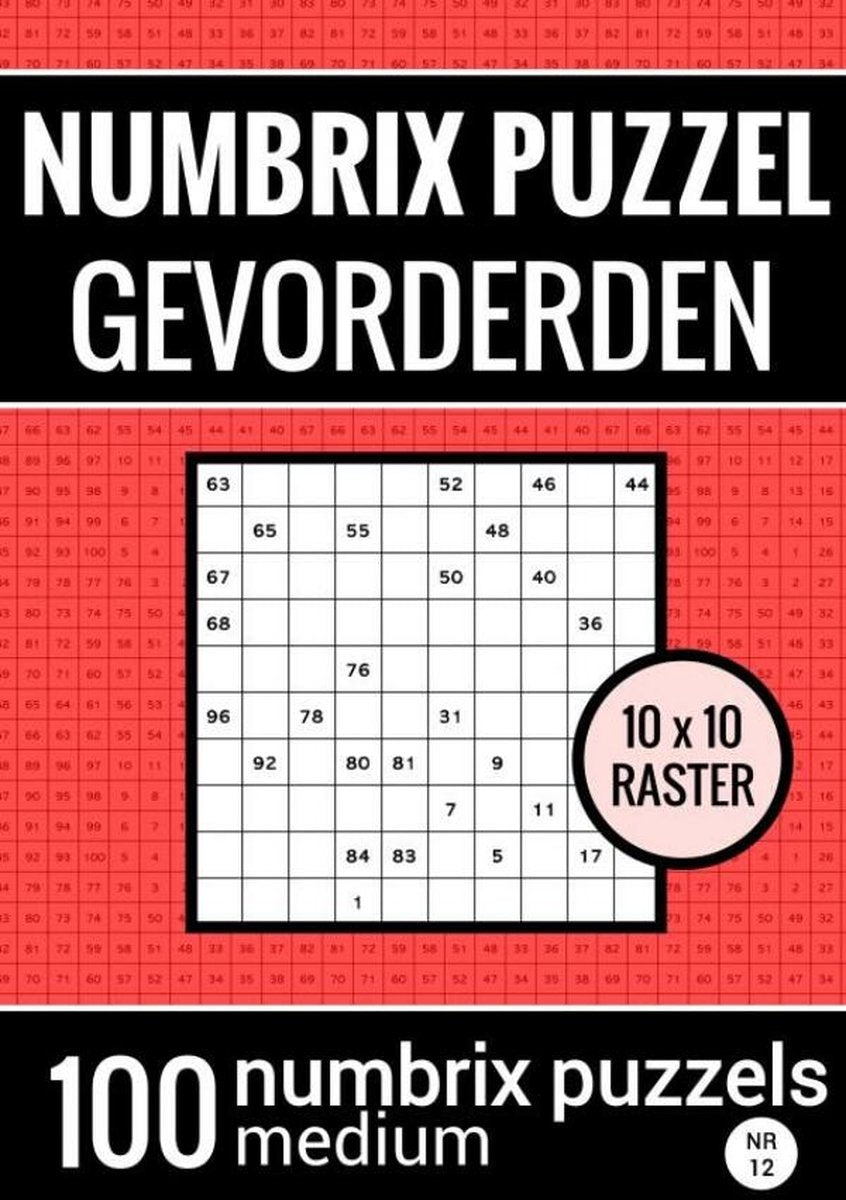 Rompecabezas medio sin marca sans marque numbrix para estudiantes avanzados - libro de rompecabezas con 100 rompecabezas numbrix - no. 12