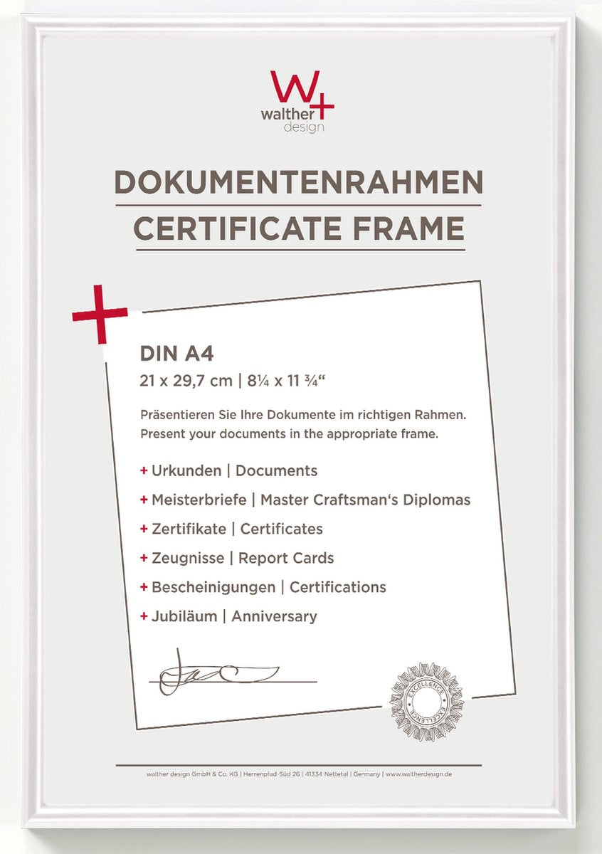 Walther Galeria - cornice in plastica - formato foto 21 x 29,7 cm (din A4) - bianco