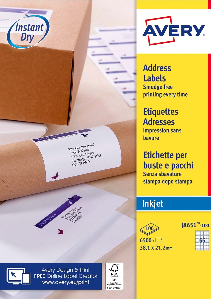 Mini etichetta bianca senza marchio Avery sans marque - inkjet - j8651
