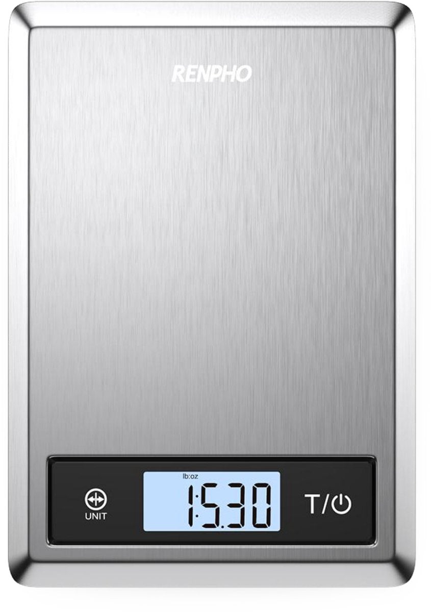Báscula de cocina digital inteligente Renpho calibra 1 - análisis nutricional - soporte de aplicaciones - con función de tara - acero inoxidable plateado