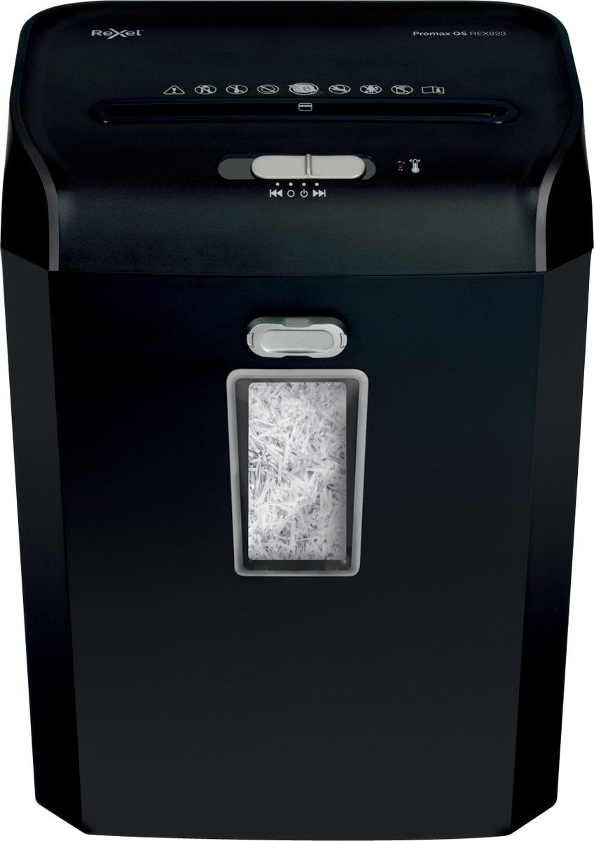 Rexel promax qs rex823 paper shredder - p4 shreds - up to 8 sheets - 12l - black