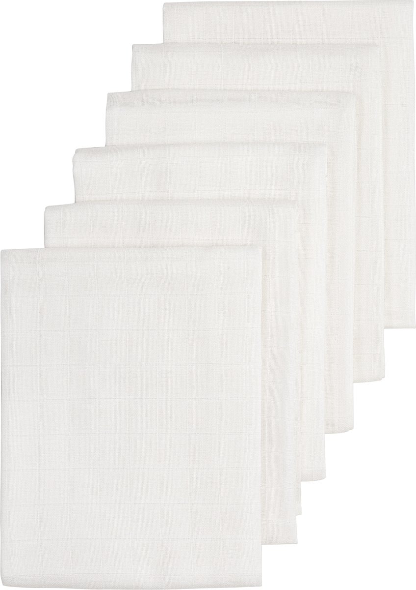 Meyco baby uni hydrofiele doeken - 6-pack - white - 60x60cm