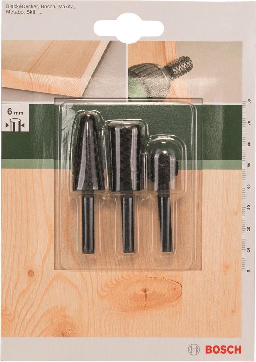 Bosch - Set di raspe per legno da 3 pezzi 15.0-6.0; 15,0; 15,0 mm