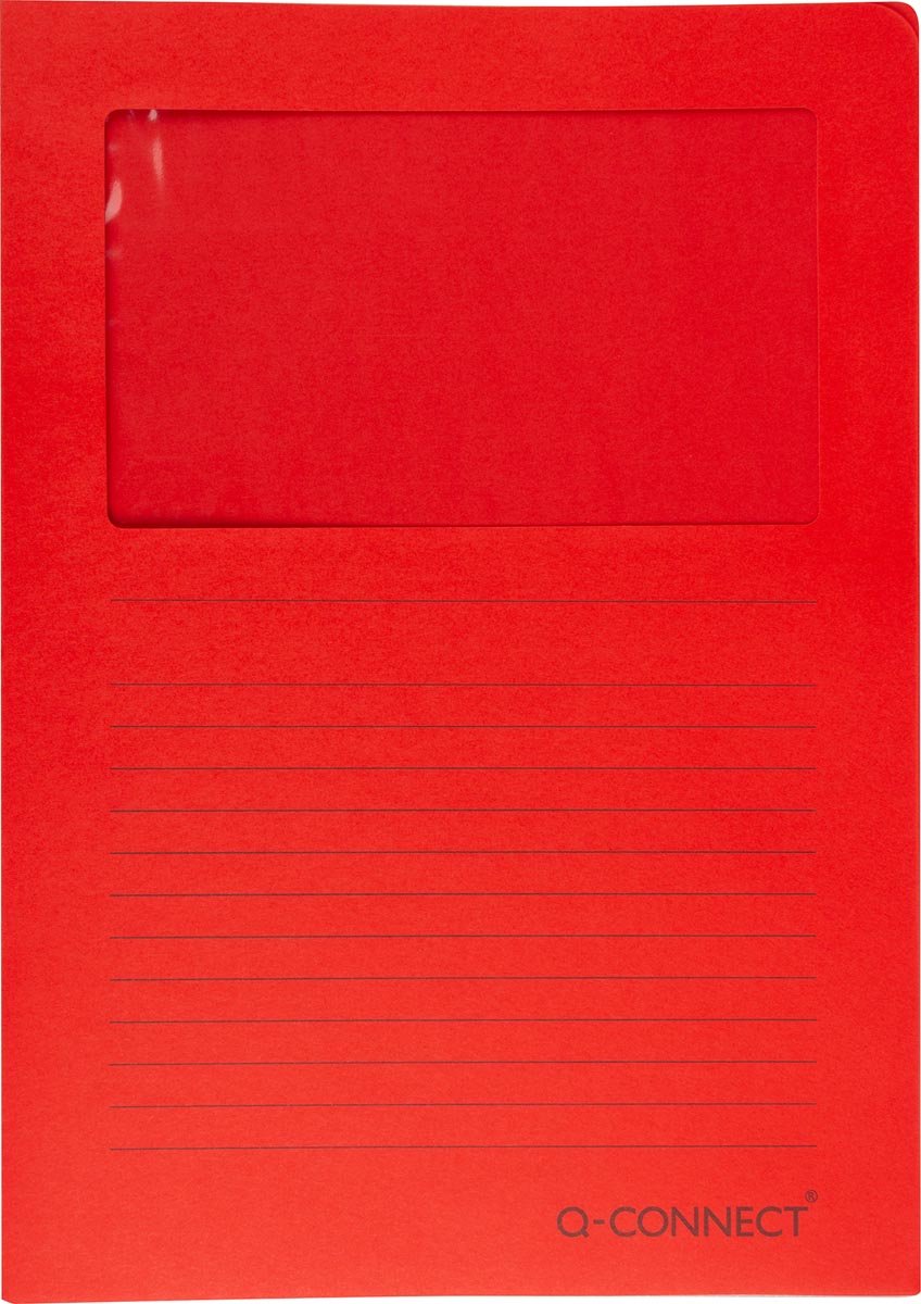 Q-connect l-map con finestra | 120 g/m² | a4 | confezione da 100 pezzi | rosso