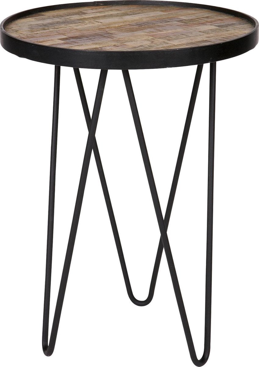 Mesa auxiliar Woood lev - madera metal - negro - 52x39x39