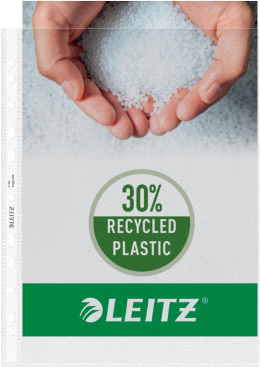 Show bag Leitz a4 pp - 30% plastica riciclata pre-consumo - 11 fori - 100 pezzi - trasparente