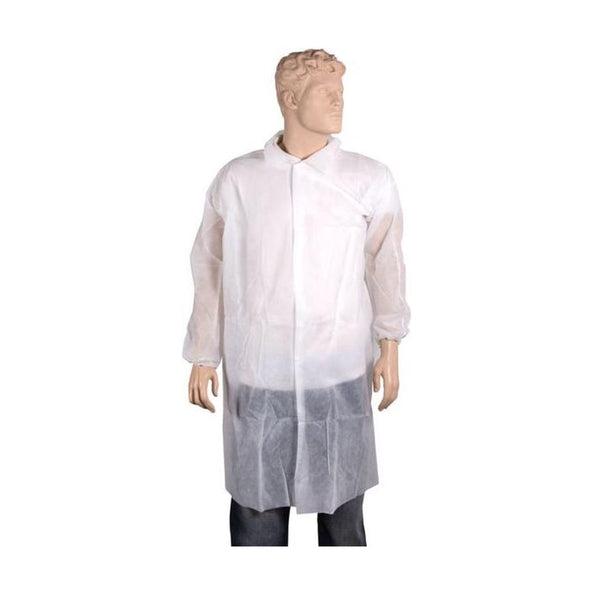 Cappotto visitatore in TNT con bottoni a pressione l bianco (50 pezzi)