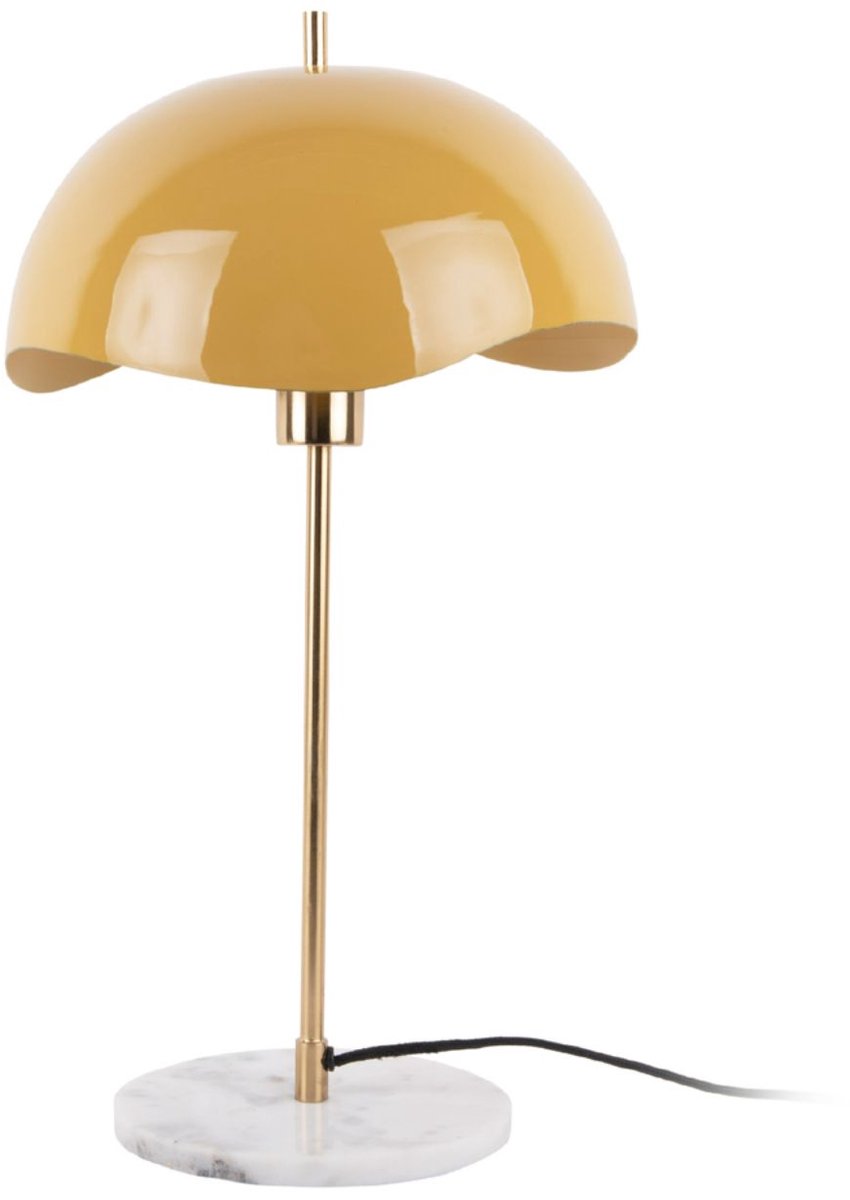 Lámpara de mesa Leitmotiv cúpula ondulada - amarillo - 30x30x56cm - moderna