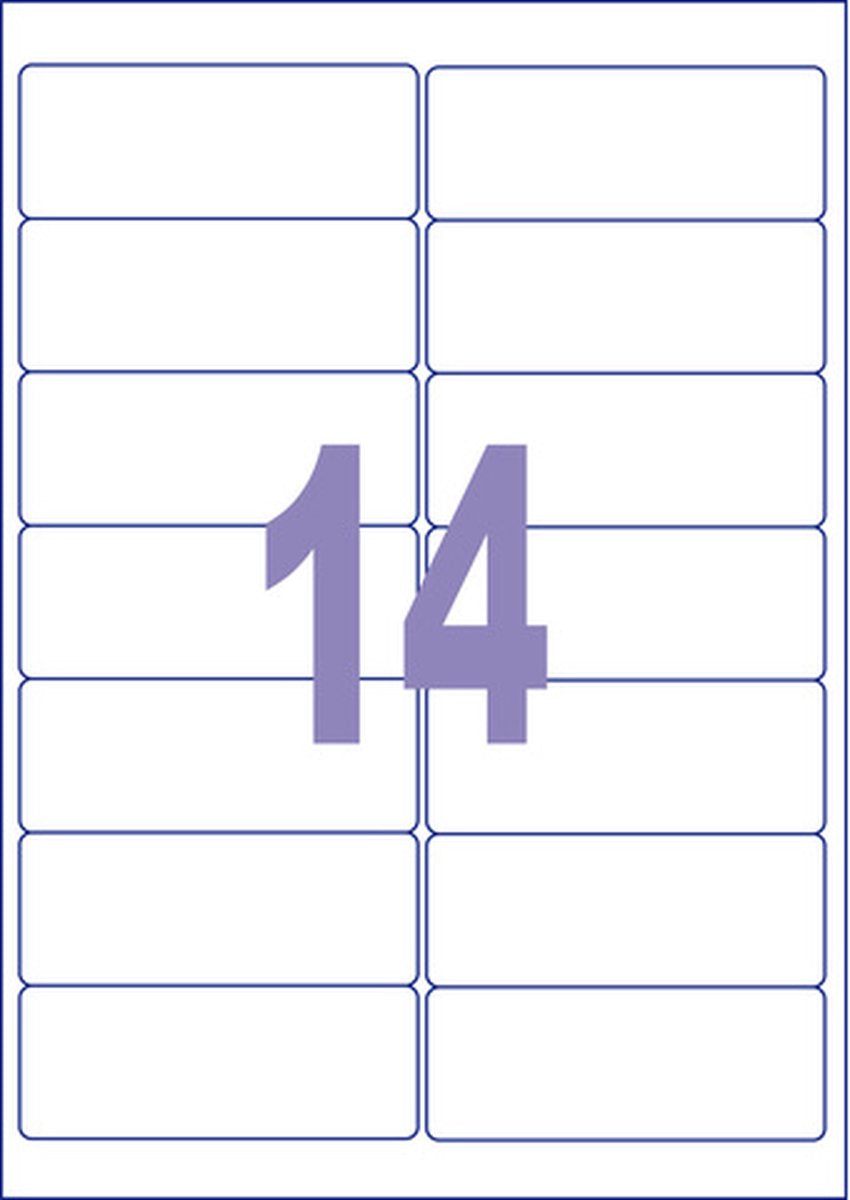Kangaro labels - universal - self-adhesive - inkjet laser copy - 99.1x38.1mm - 25 sheets - 14 stickers per sheet - k-9938-25
