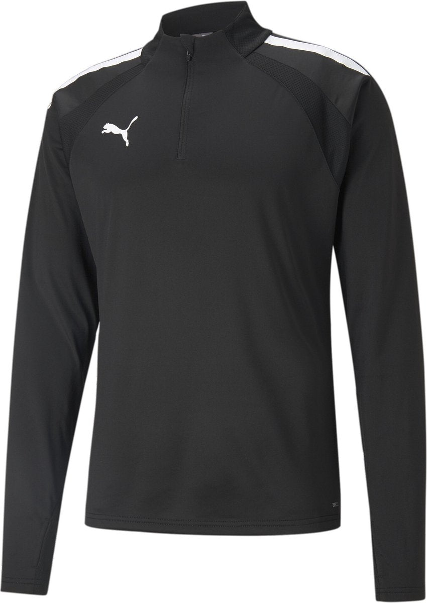 Puma teamliga 1 4 zip top heren sportshirt - black- white