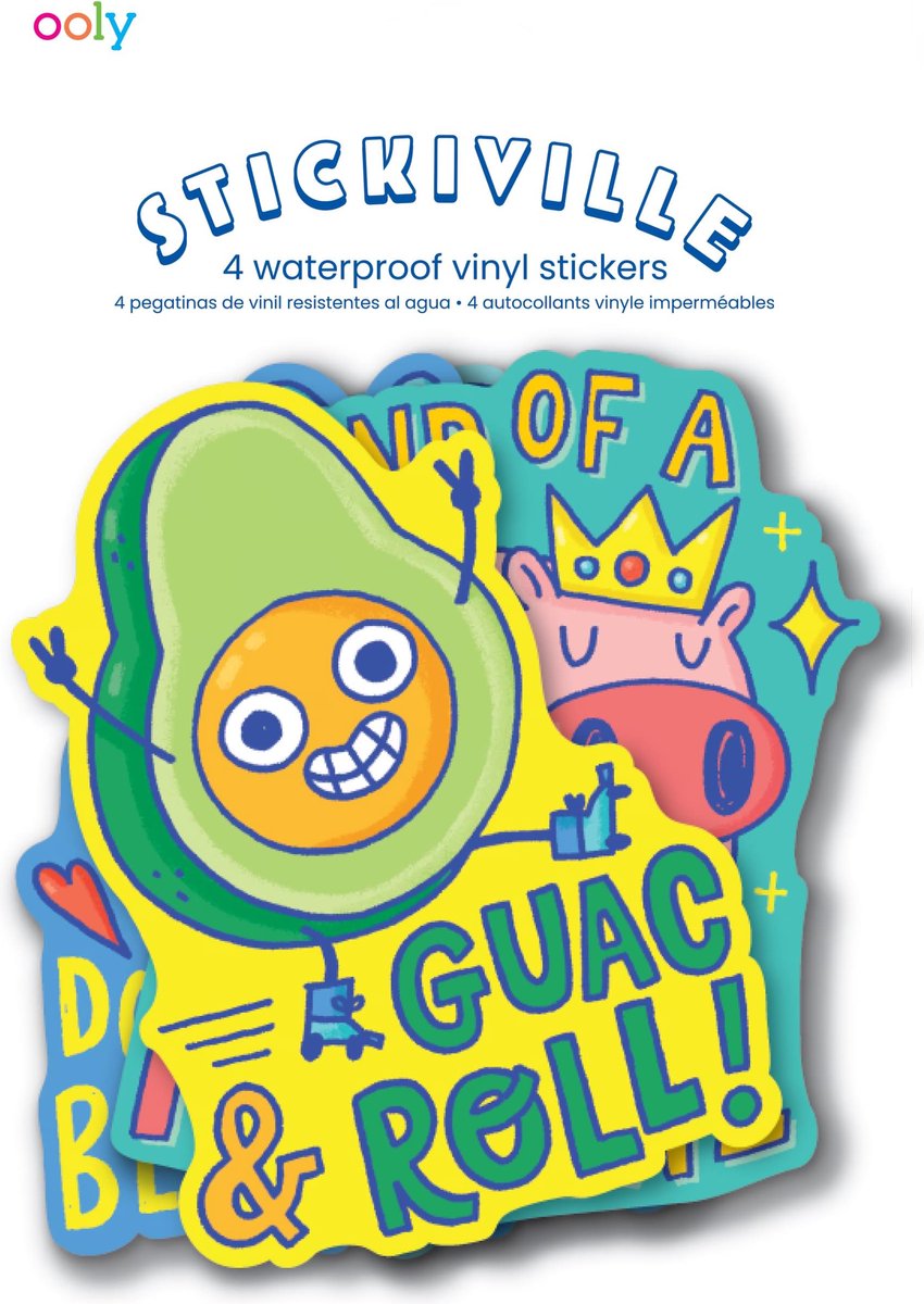Ooly - pegatinas stickiville: punny pals - vinilo (4 troquelados)