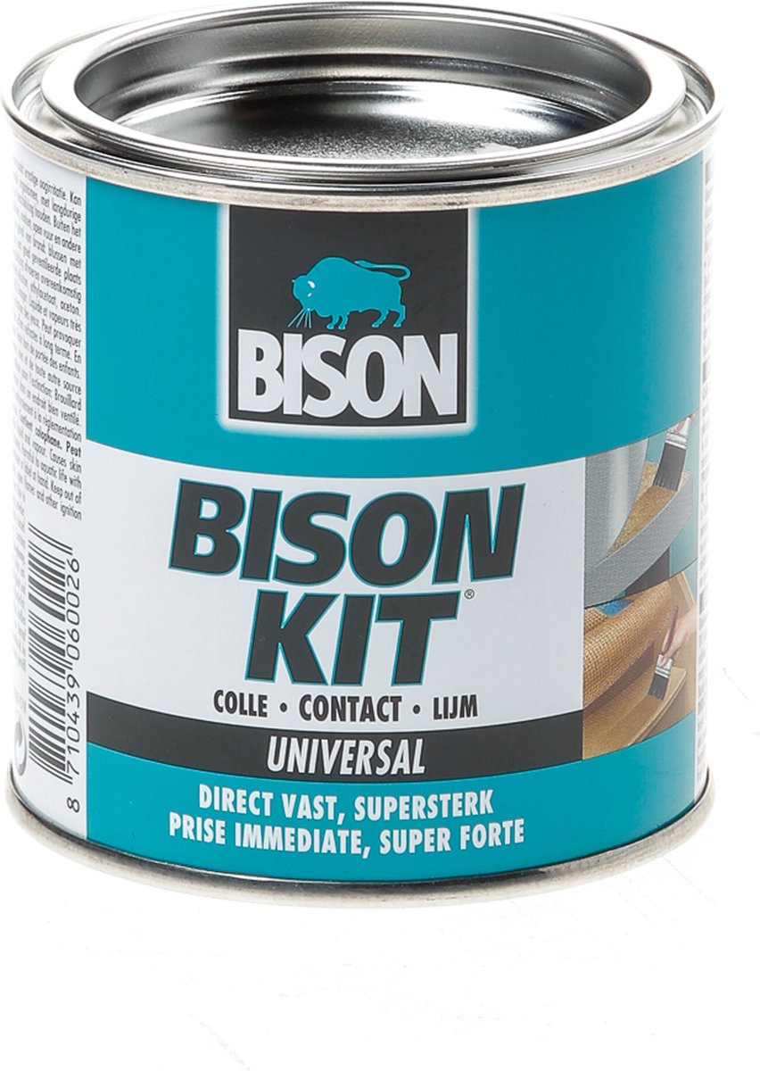 Bison kit® can 250 ml, strong, universal contact adhesive, moisture resistant, frost resistant, -40°c to +70°c, easy to use, for countless repairs