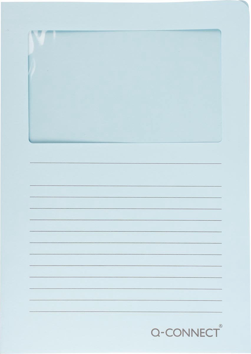 Q-connect l-map con finestra | 120 g/m² | a4 | confezione da 100 pezzi | azzurro