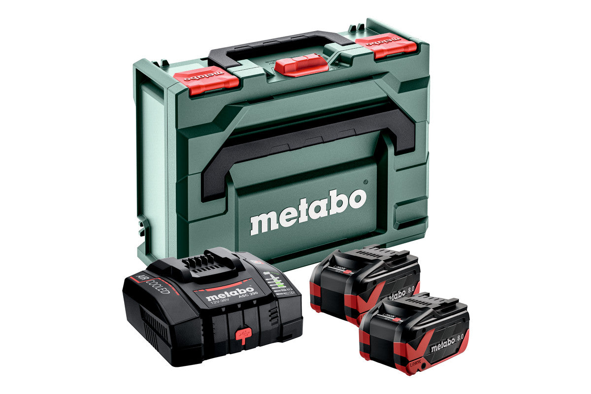 Set base Metabo 2 x lihdx 18v 8.0 ah | con caricabatterie super veloce asc 290 - 685305000