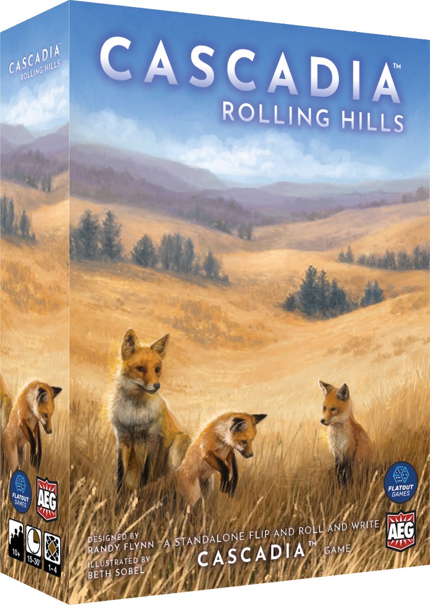 Alderac entertainment group cascadia Rolling Hills - gioco di dadi - gioco da tavolo - strategia naturale - gioco lancia-rotola-e-scrivi - Inglese