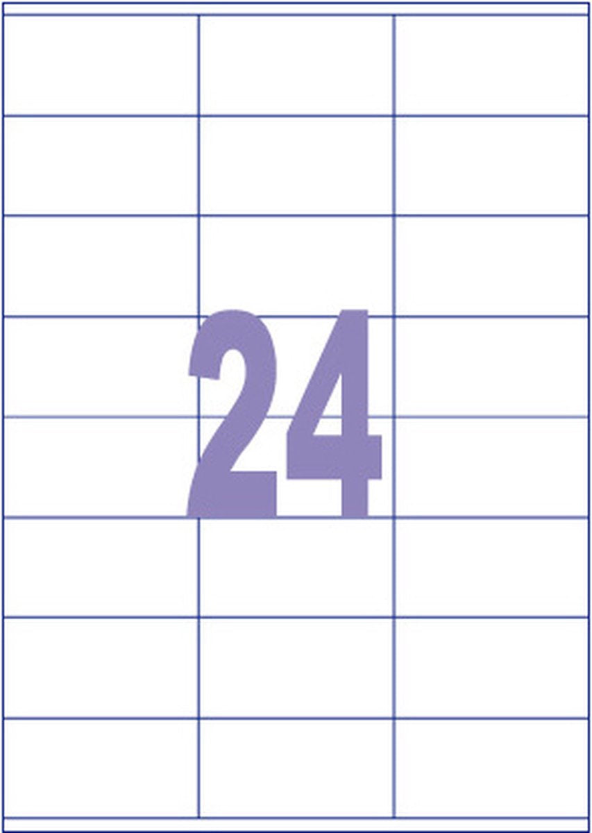Kangaro etiketten - universeel - inkjet laser print - 70x36mm - 100 vel - 24 stickers per vel