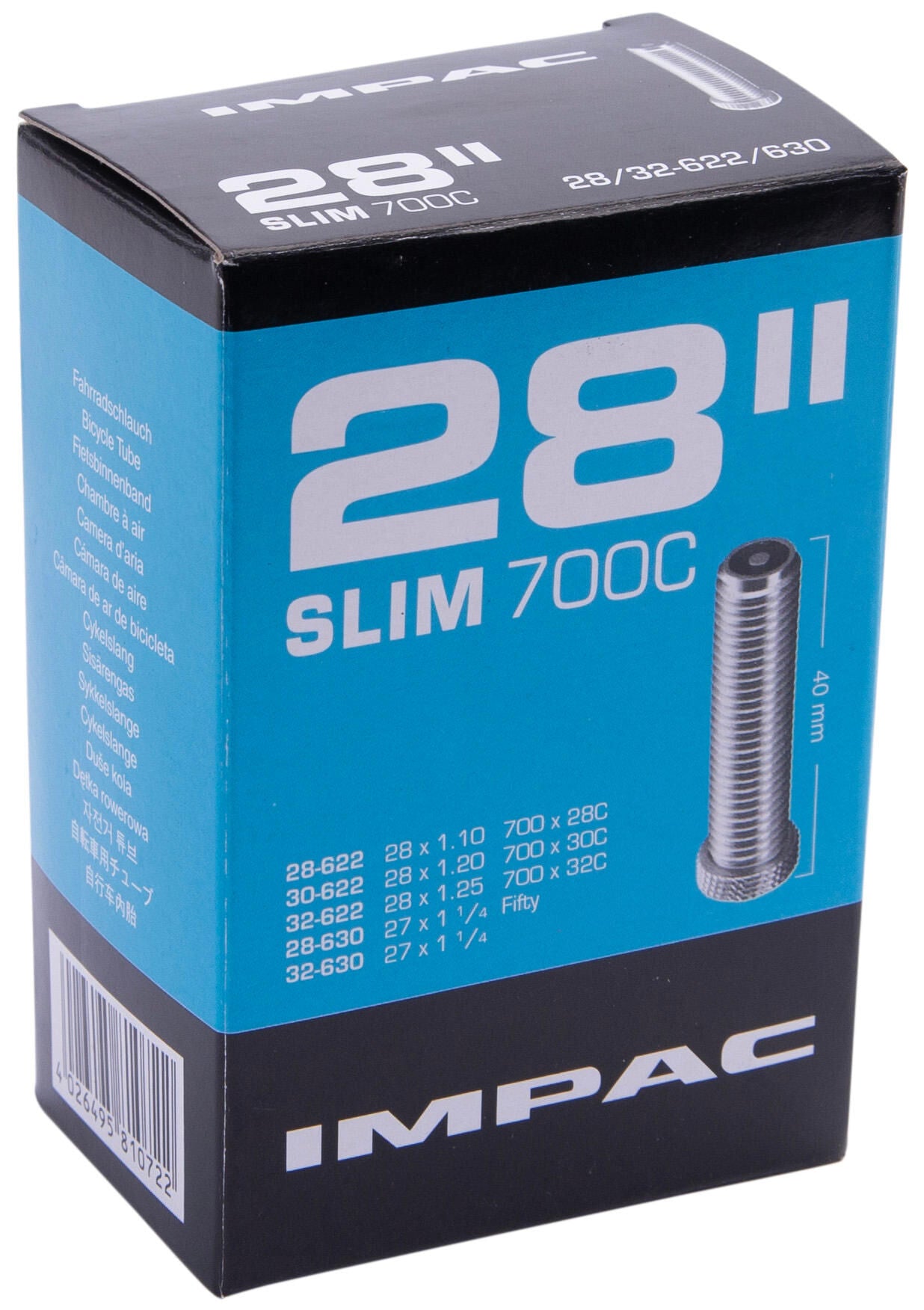 IMPAC (schwalbe) Interner Tube AV16 28 pollici (28 32-622 630) 40mm
