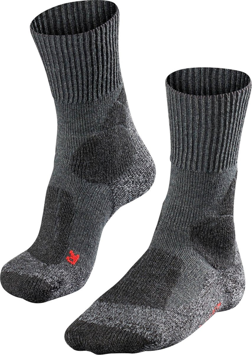 Falke tk1 anti-blaar dik wol functioneel materiaal wandelsokken dames grijs - maat 39-40