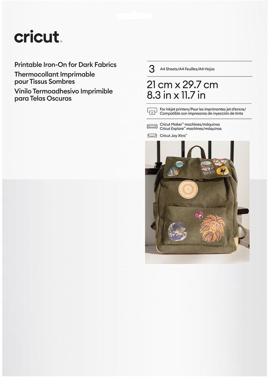 Termoadesivo stampabile Cricut per tessuti scuri - a4 (3 fogli)