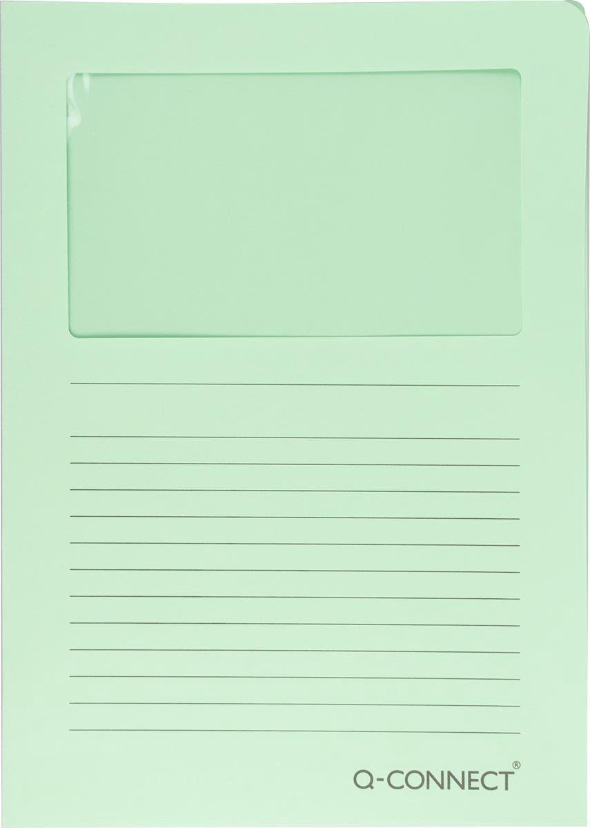 Q-connect l-map con finestra | 120 g/m² | a4 | confezione da 100 pezzi | verde chiaro