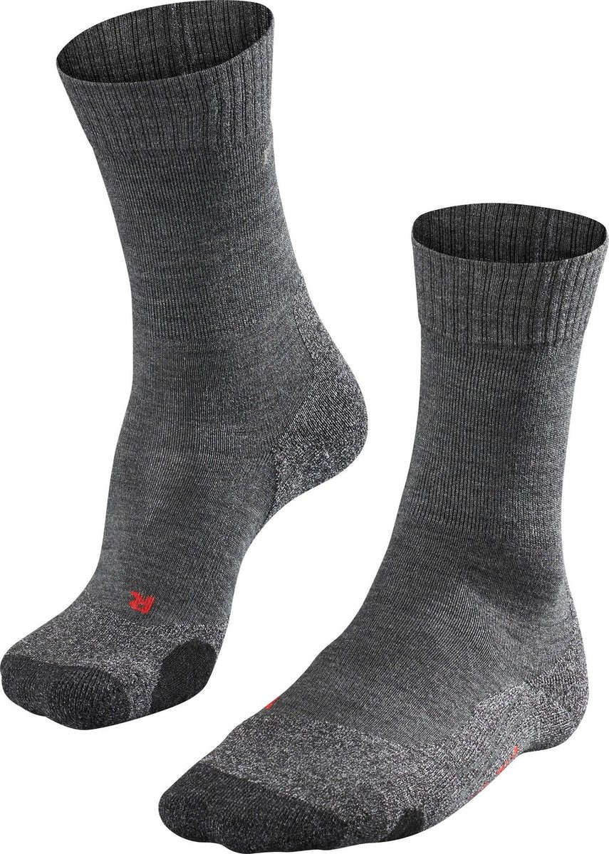 Falke tk2 anti-blaar dik wol functioneel materiaal wandelsokken dames grijs - maat 37-38