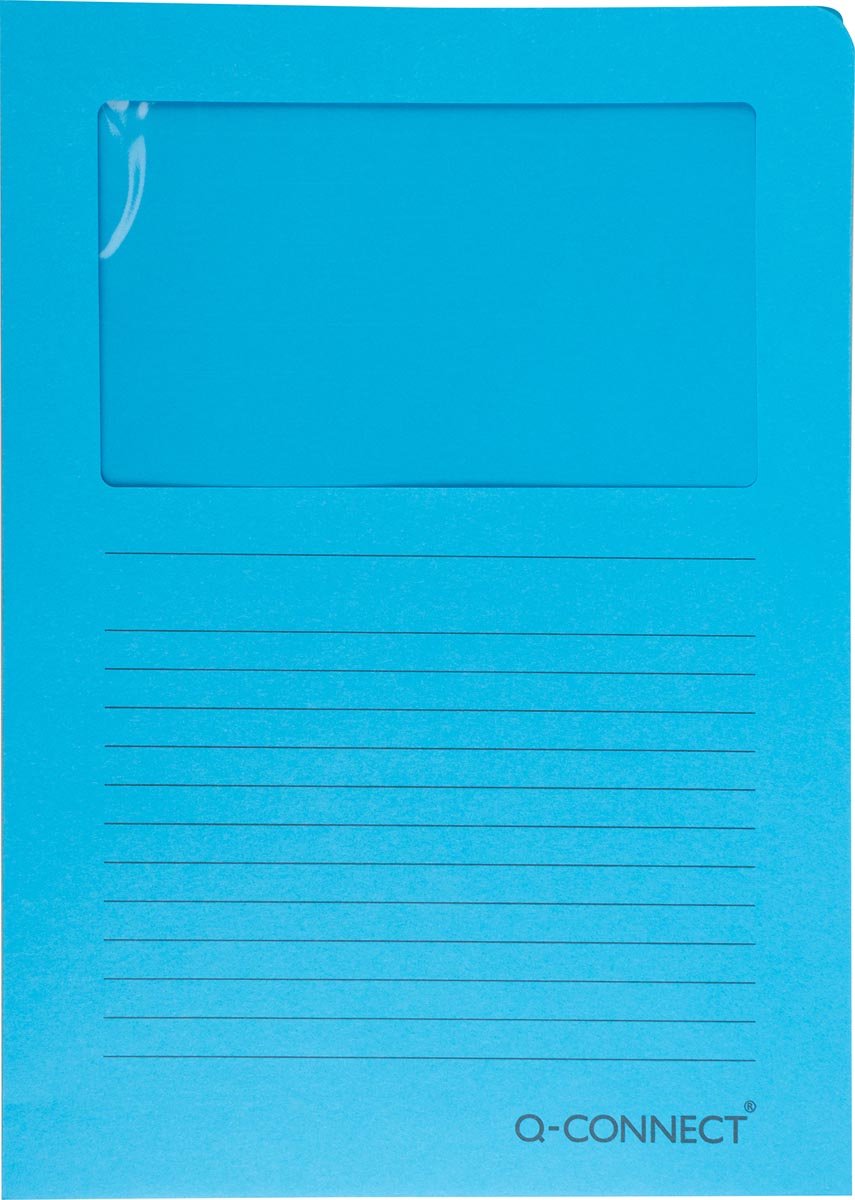 Q-connect l-map con finestra | 120 g/m² | a4 | confezione da 100 pezzi | blu