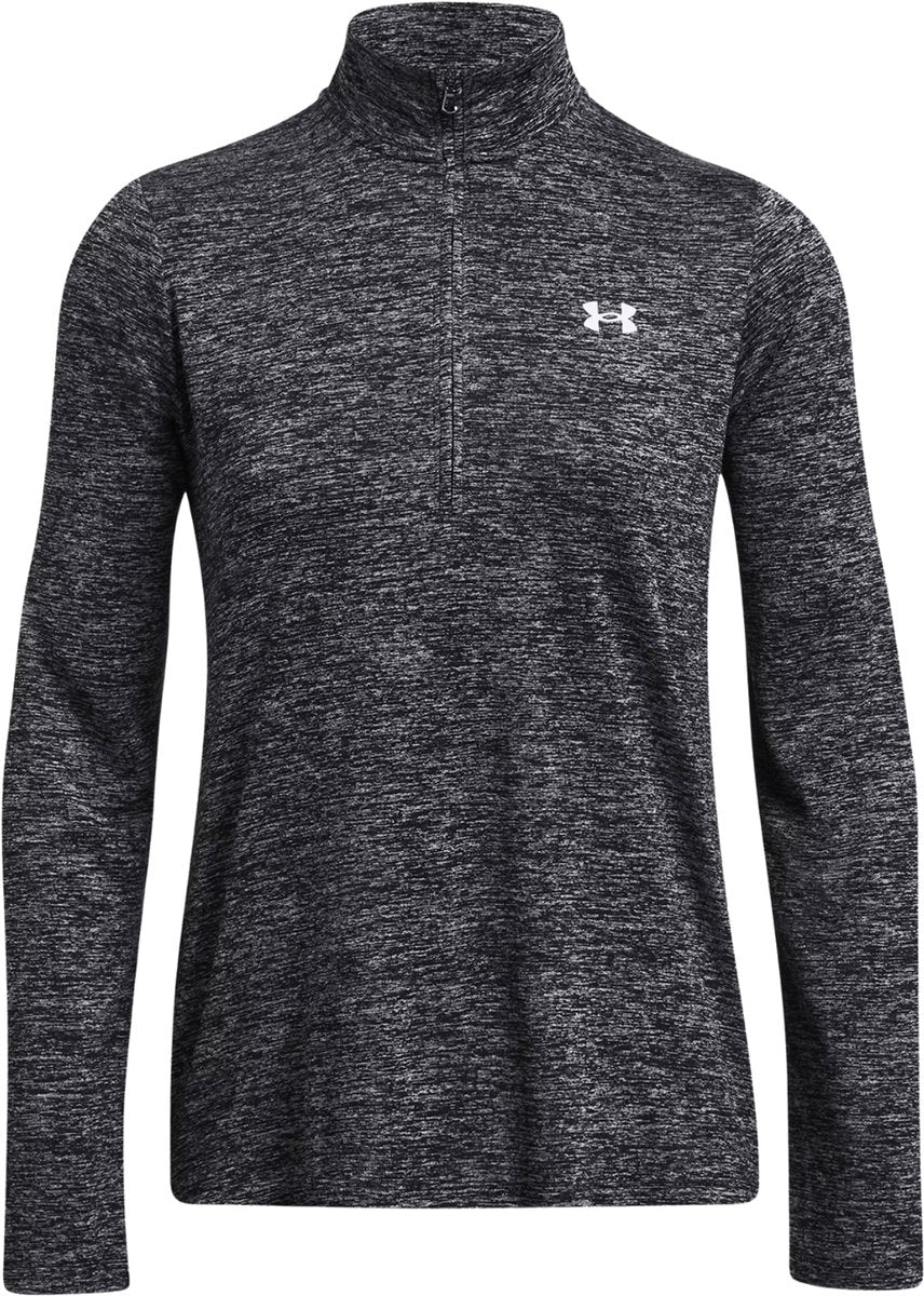 Under armour tech 1 2 zip- twist-blk dames sporttrui - zwart - wit