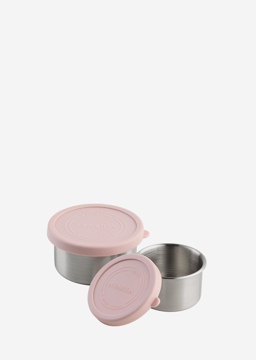 Aya ida aya ida - set snack containers - lunchbox - pillendoosje - set voedselcontainer - granola container - 100ml + 200ml - soft rose