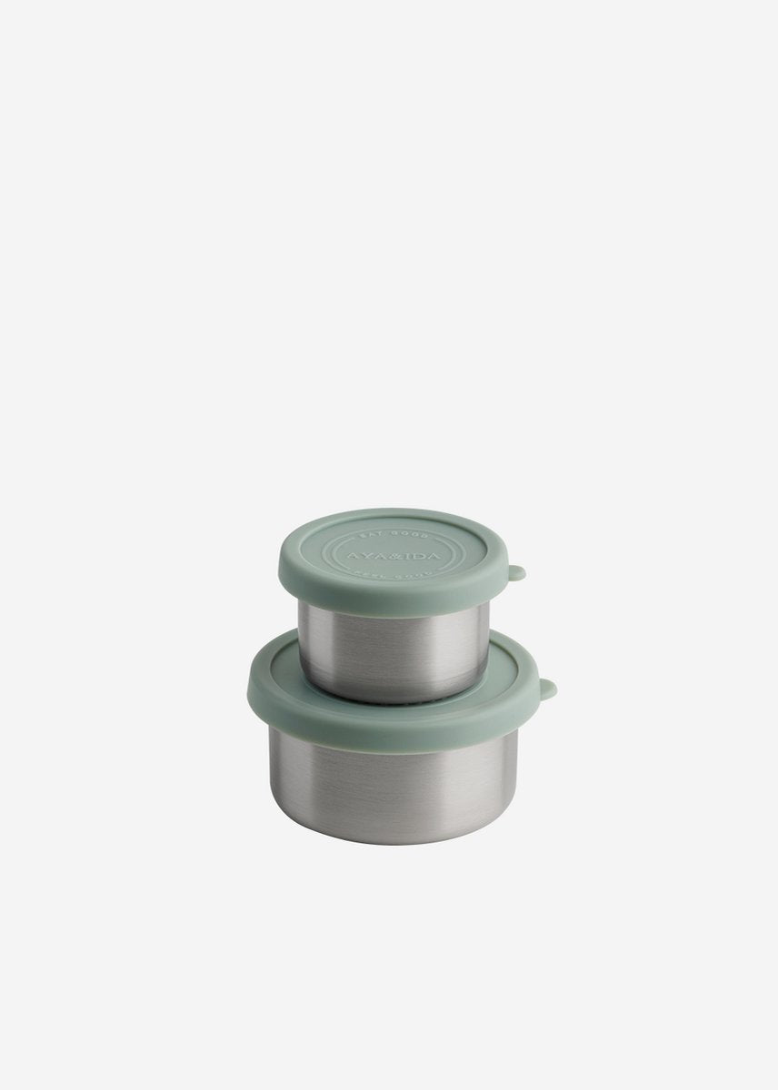 Aya ida aya ida - set snack containers - lunchbox - pillendoosje - set voedselcontainer - granola container - 100ml + 200ml - mint green