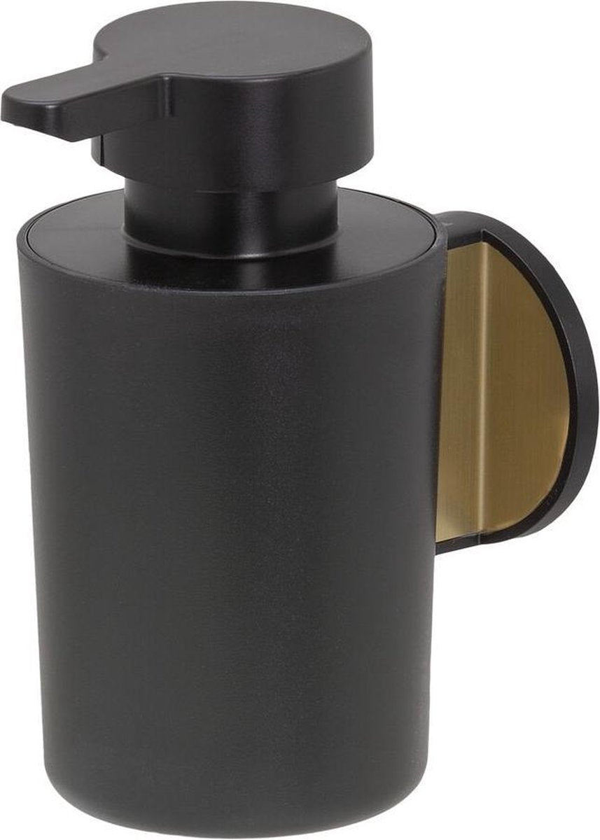 Tiger tune - dispenser sapone 180 ml - senza forare - nastro autoadesivo da 3 m - nero spazzolato oro