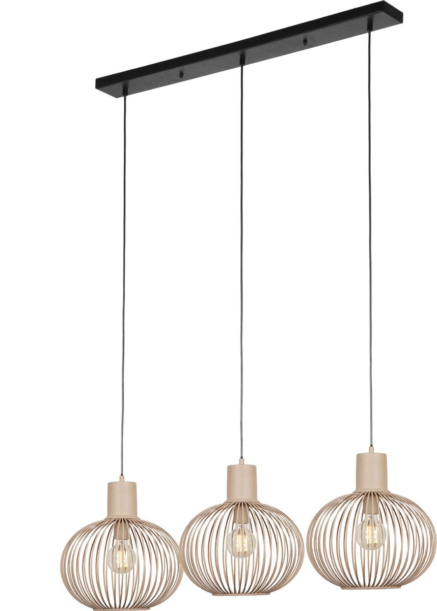 Trio gila - lampada a sospensione - sabbia - escl. 3x e27 4 w - montaggio a soffitto - regolabile in altezza