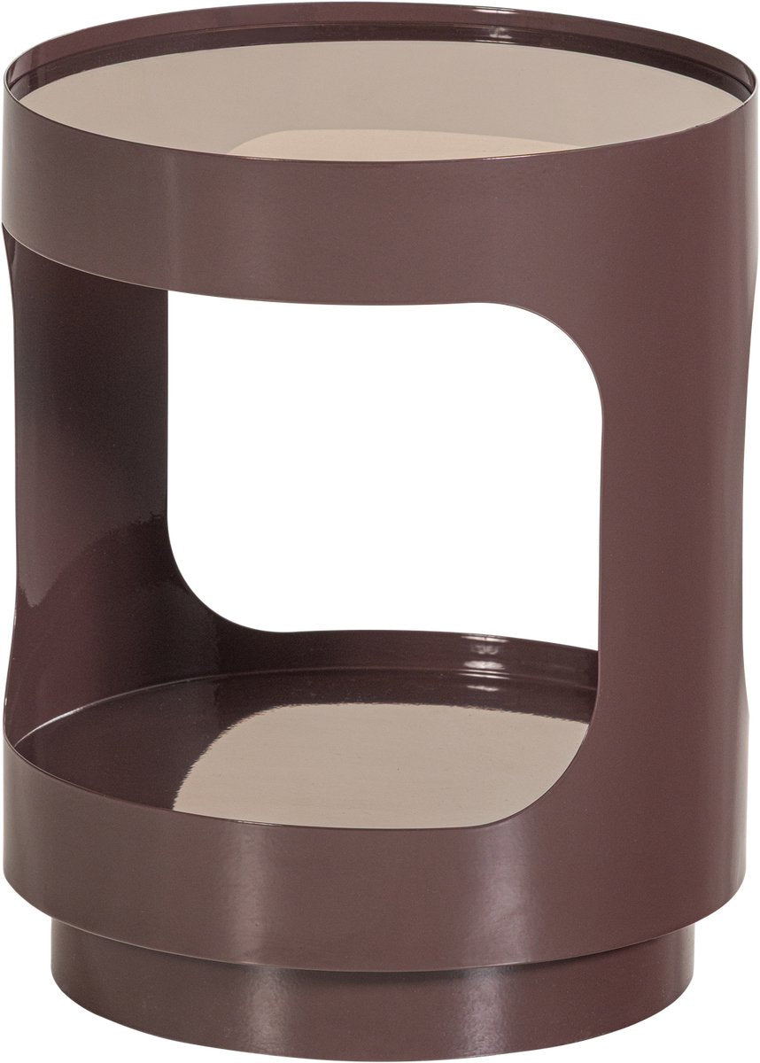 Woood sero bijzettafel - metaal glas - bruin - 45x37x37