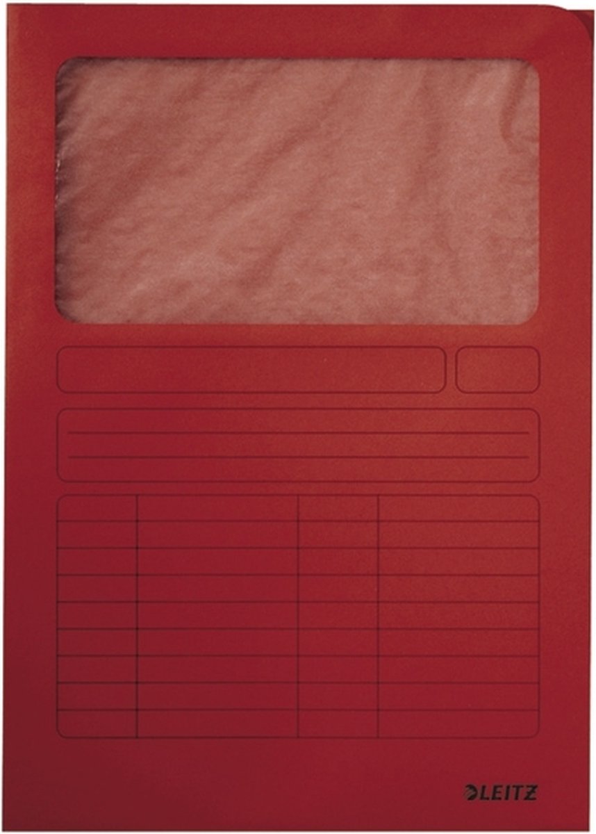 Carpeta con ventana Leitz de cartón A4 - 100 piezas - roja