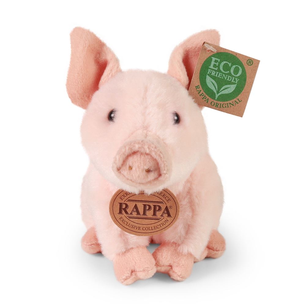 Peluche Rappa maialino 18 cm peluche ecologico rosa.